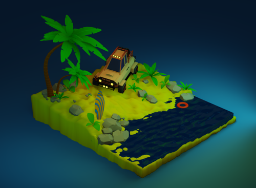 Low Poly Beach Scene preview image